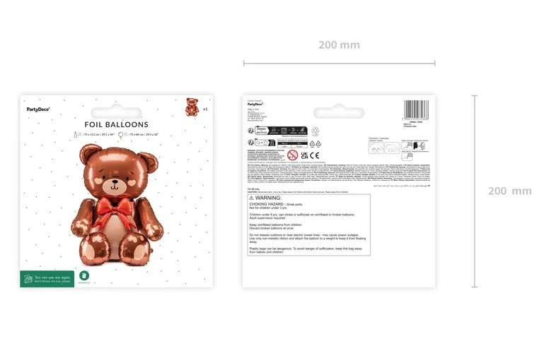 Balon foliowy Miś 75x84cm FB262 PartyDeco